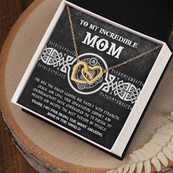 Mom-The Queen 2 Interlocking Heart Necklace