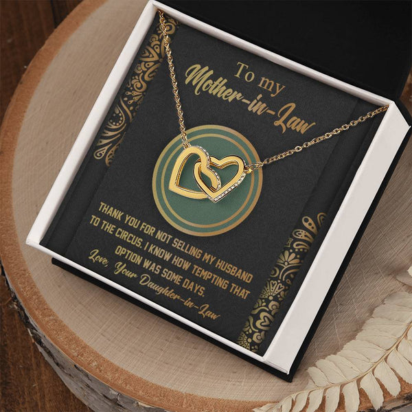 Mother-In-Law-Thank You Interlocking Heart Necklace