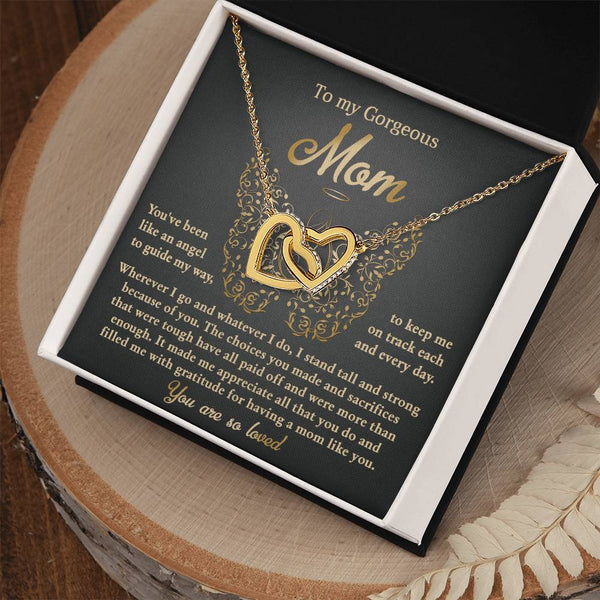 Mom-Like An Angel Interlocking Heart Necklace