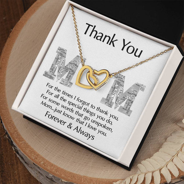 Mom-Thank You Interlocking Heart Necklace