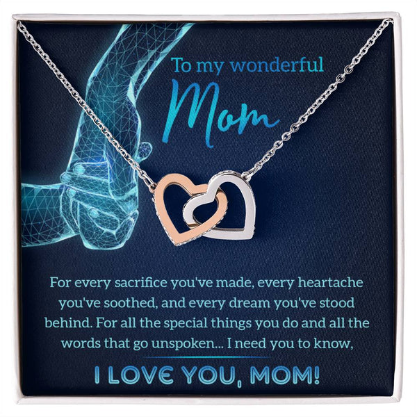 Mom-Stood Behind Interlocking Heart Necklace