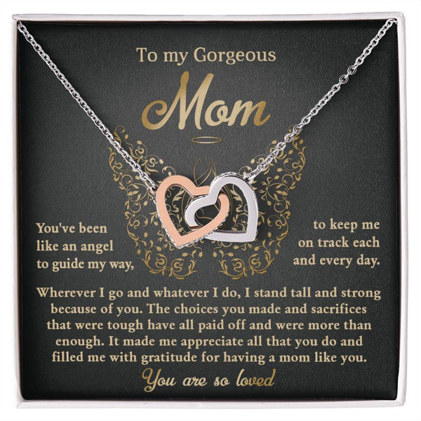 Mom-Like An Angel Interlocking Heart Necklace