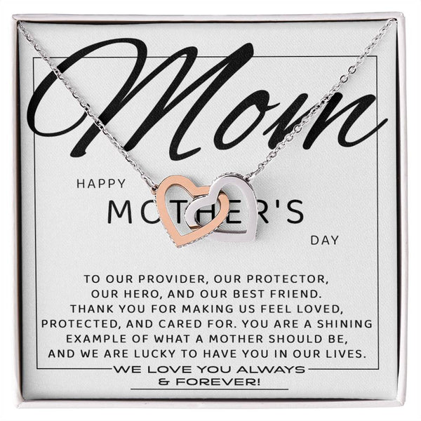 Mom-Our Best Friend Interlocking Heart Necklace