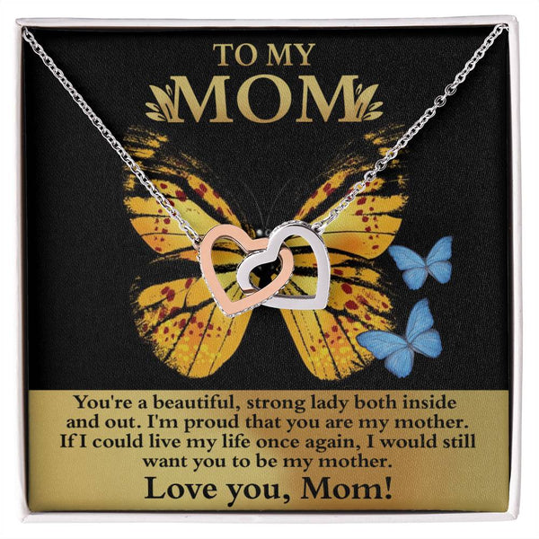 Mom-Strong Lady Interlocking Heart Necklace