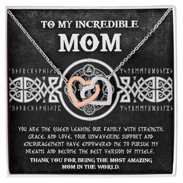 Mom-The Queen 2 Interlocking Heart Necklace