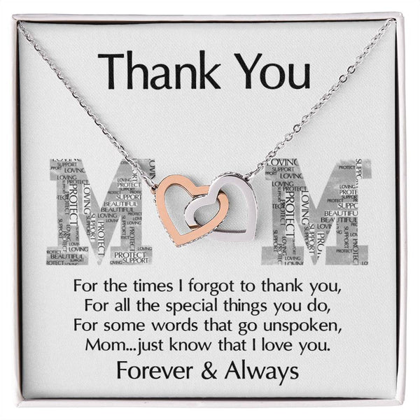 Mom-Thank You Interlocking Heart Necklace