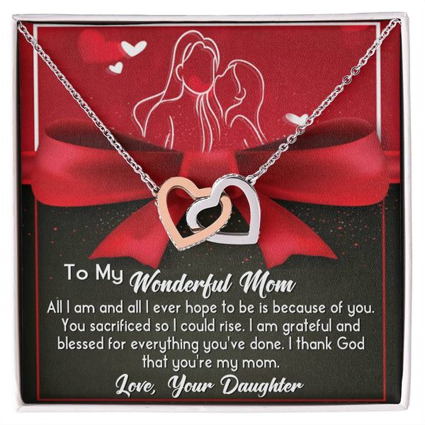 Mom-Because Of You Interlocking Heart Necklace