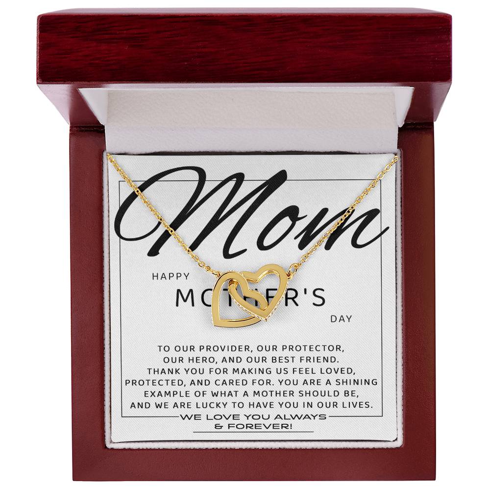 Mom-Our Best Friend Interlocking Heart Necklace