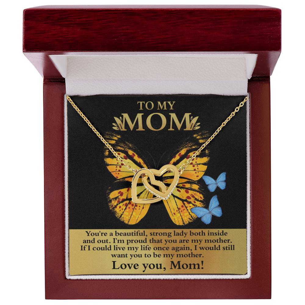 Mom-Strong Lady Interlocking Heart Necklace