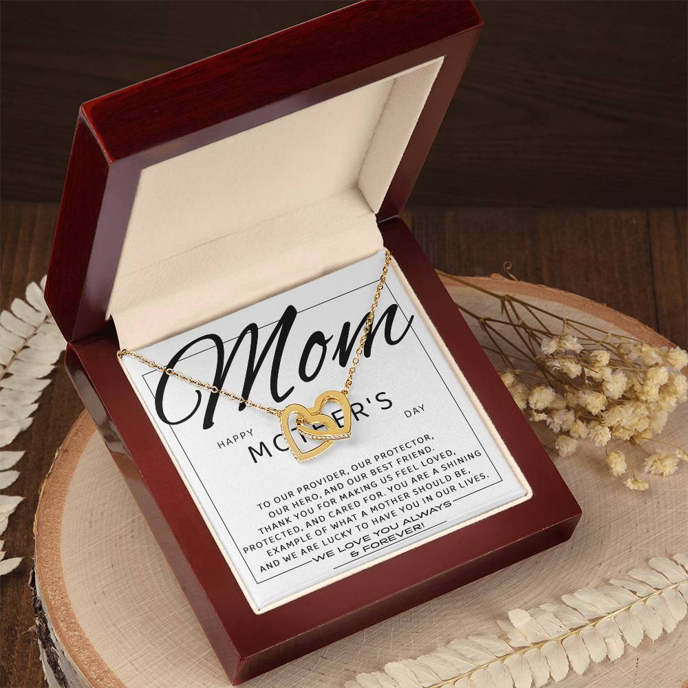 Mom-Our Best Friend Interlocking Heart Necklace