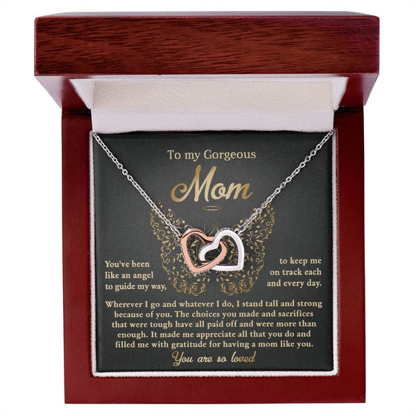 Mom-Like An Angel Interlocking Heart Necklace