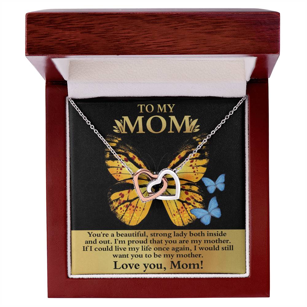 Mom-Strong Lady Interlocking Heart Necklace