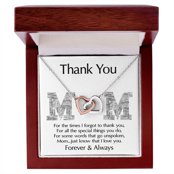 Mom-Thank You Interlocking Heart Necklace