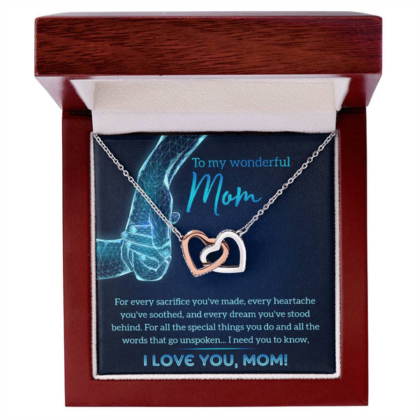 Mom-Stood Behind Interlocking Heart Necklace