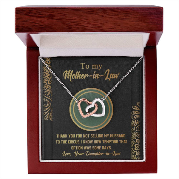 Mother-In-Law-Thank You Interlocking Heart Necklace