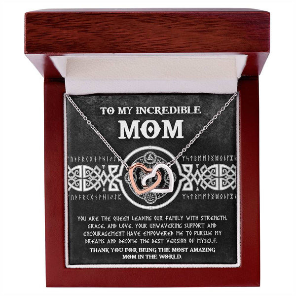 Mom-The Queen 2 Interlocking Heart Necklace