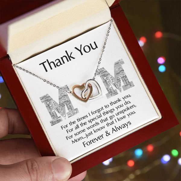 Mom-Thank You Interlocking Heart Necklace