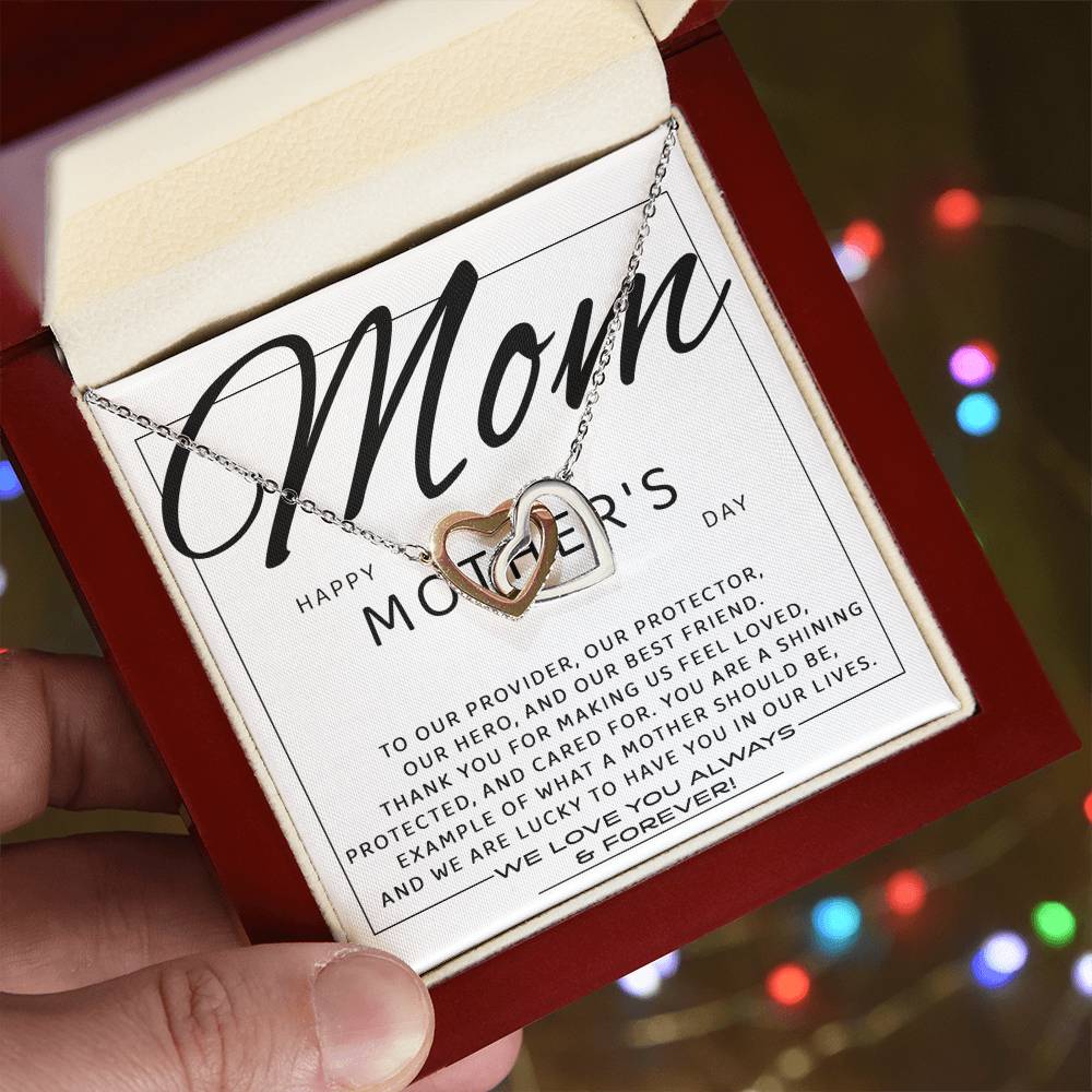 Mom-Our Best Friend Interlocking Heart Necklace