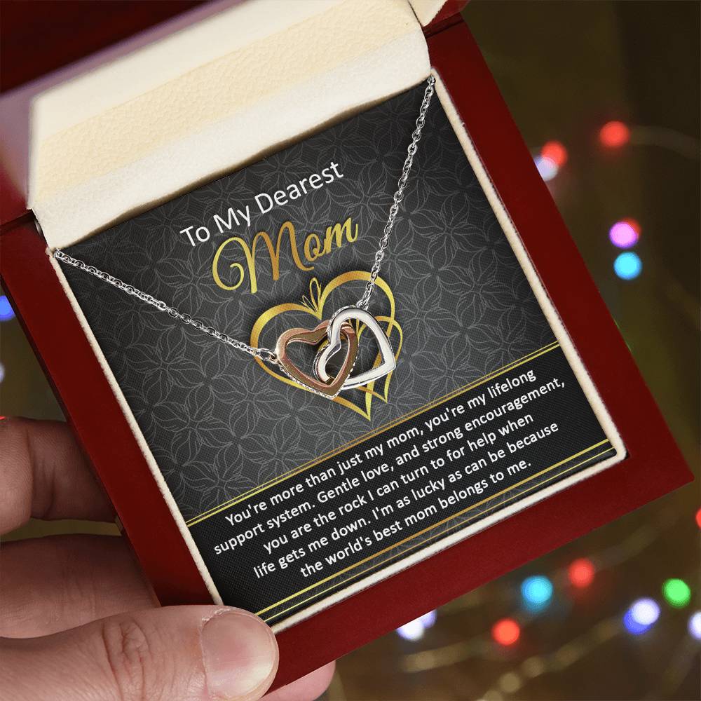 Mom-Belongs To Me2 Interlocking Heart Necklace