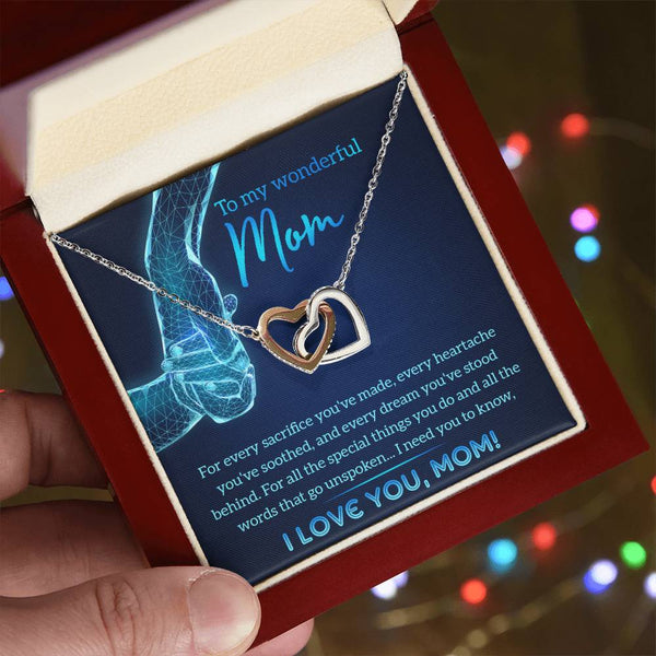 Mom-Stood Behind Interlocking Heart Necklace