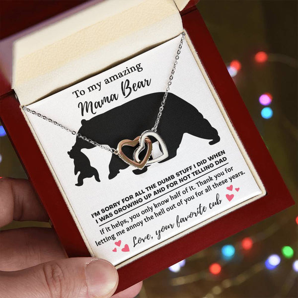 Mom-Not Telling Dad Interlocking Heart Necklace