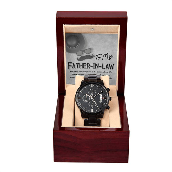 Father-in-Law-Honored To Be-Metal Chronograph Watch | Perfect Father's Day Gift