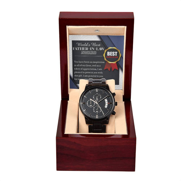 Father-in-Law-The World Award-Metal Chronograph Watch | Perfect Father's Day Gift