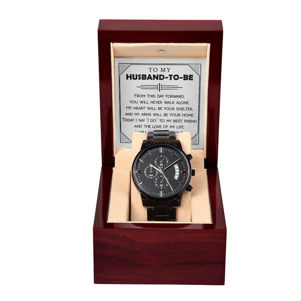 To My Husband and bestfriend: Black Chronograph Watch - A Timeless Expression of Love and Style