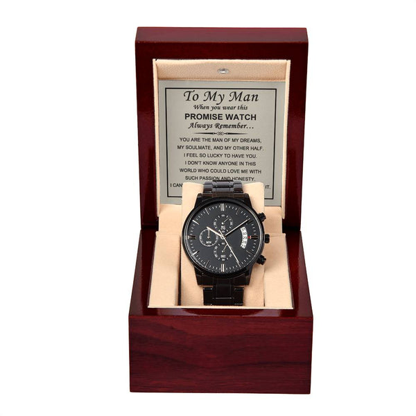 Men's Black Chronograph Watch - A Timeless Symbol of Love and Commitment