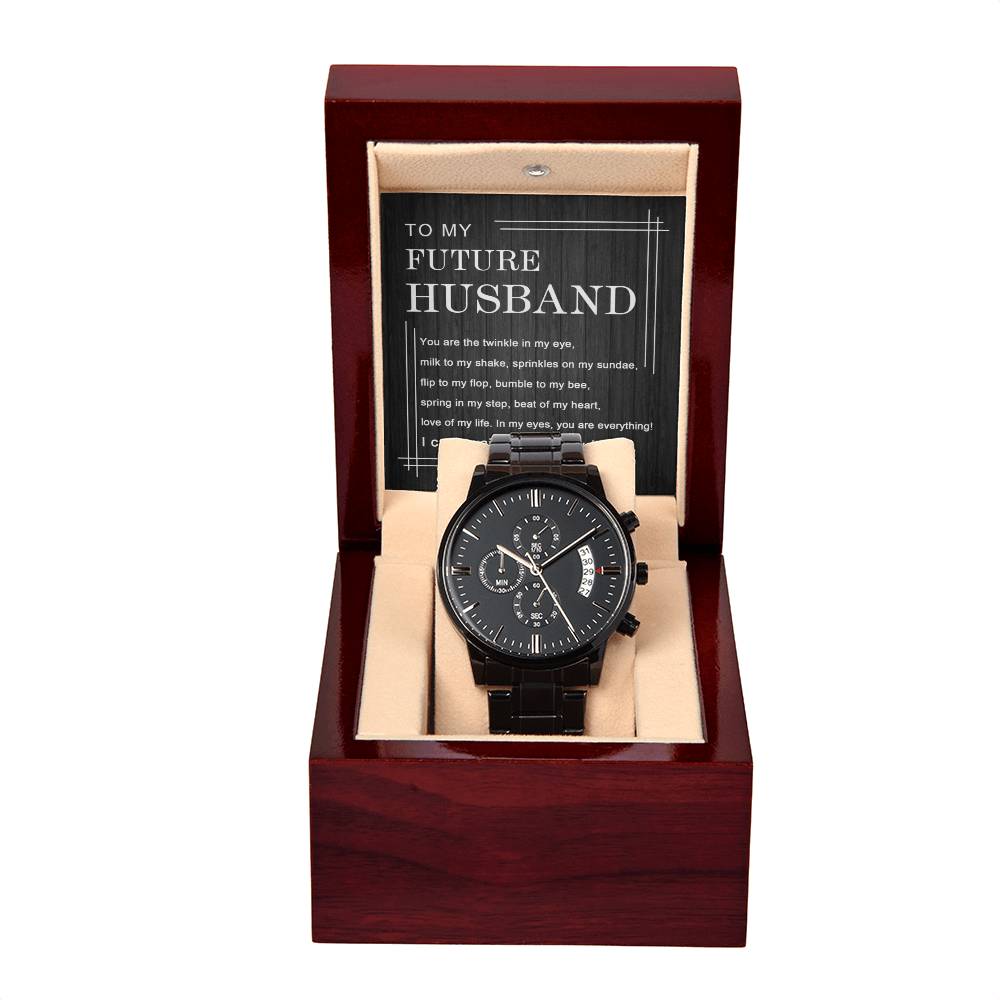 Enchanting Timeless Love | Future Husband Black Chronograph Watch