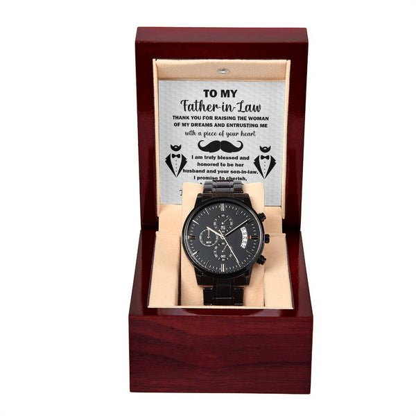 Father-in-Law-Thank You For-Metal Chronograph Watch | Perfect Father's Day Gift
