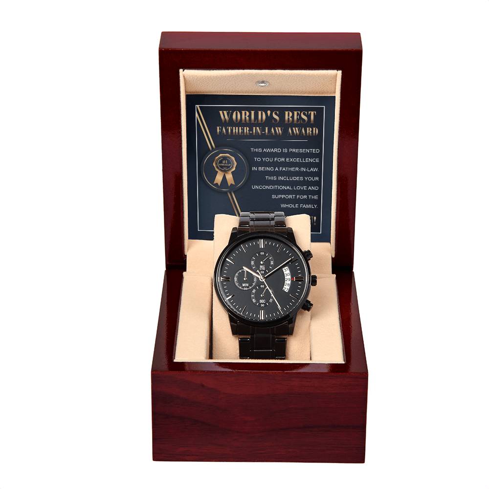 Father-in-Law-Unconditional Love-Metal Chronograph Watch | Perfect Father's Day Gift