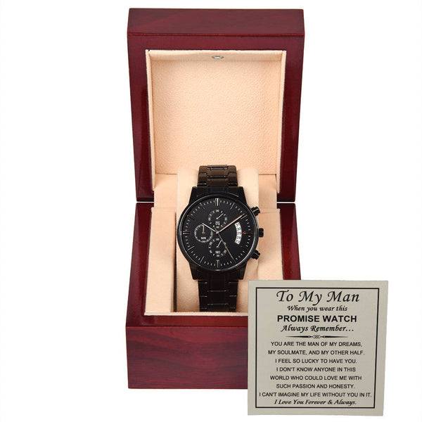 Men's Black Chronograph Watch - A Timeless Symbol of Love and Commitment