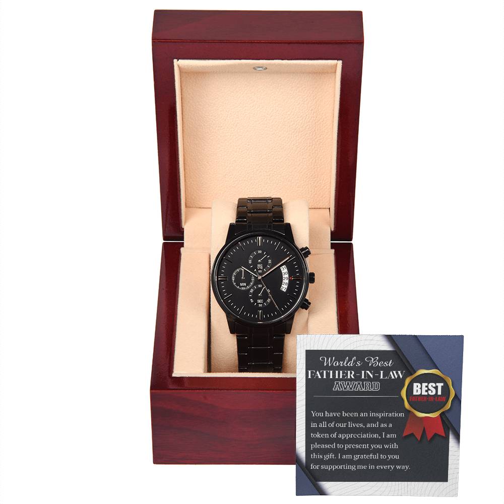 Father-in-Law-The World Award-Metal Chronograph Watch | Perfect Father's Day Gift