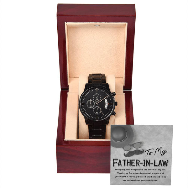 Father-in-Law-Honored To Be-Metal Chronograph Watch | Perfect Father's Day Gift