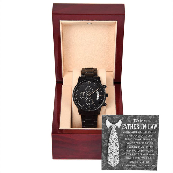 Father-In-Law-Truly Blessed-Metal Chronograph Watch | Perfect Father's Day Gift