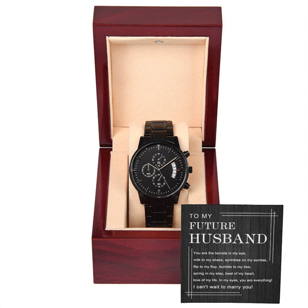 Enchanting Timeless Love | Future Husband Black Chronograph Watch