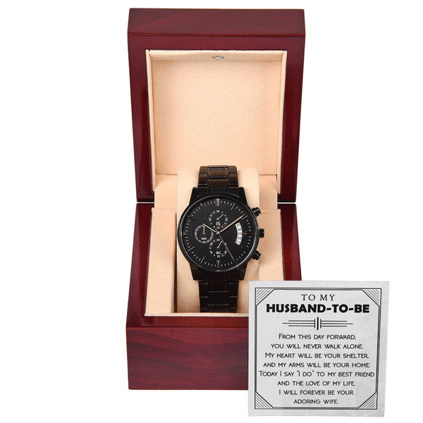 To My Husband and bestfriend: Black Chronograph Watch - A Timeless Expression of Love and Style