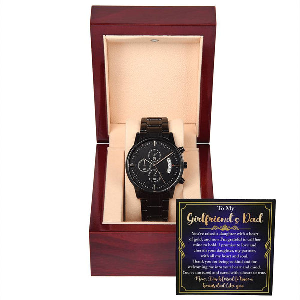 Girlfriend's Dad-Heart Of Gold-Metal Chronograph Watch | Perfect Father's Day Gift