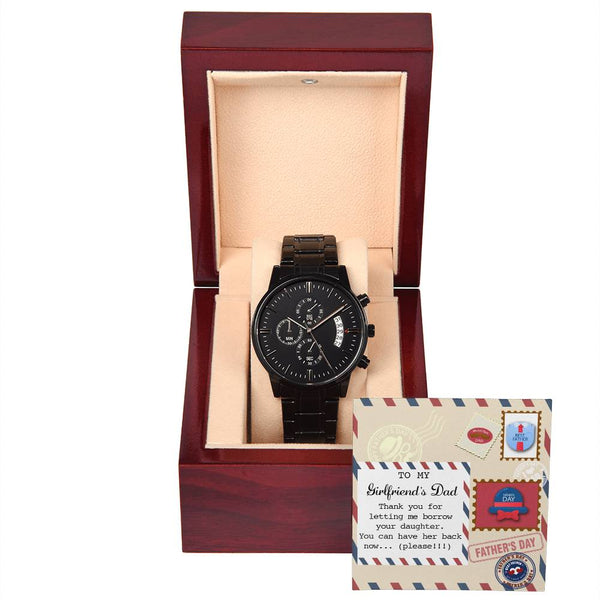 Girlfriend's Dad-Have Her Back-Metal Chronograph Watch | Perfect Father's Day Gift