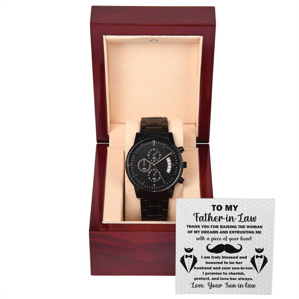 Father-in-Law-Thank You For-Metal Chronograph Watch | Perfect Father's Day Gift