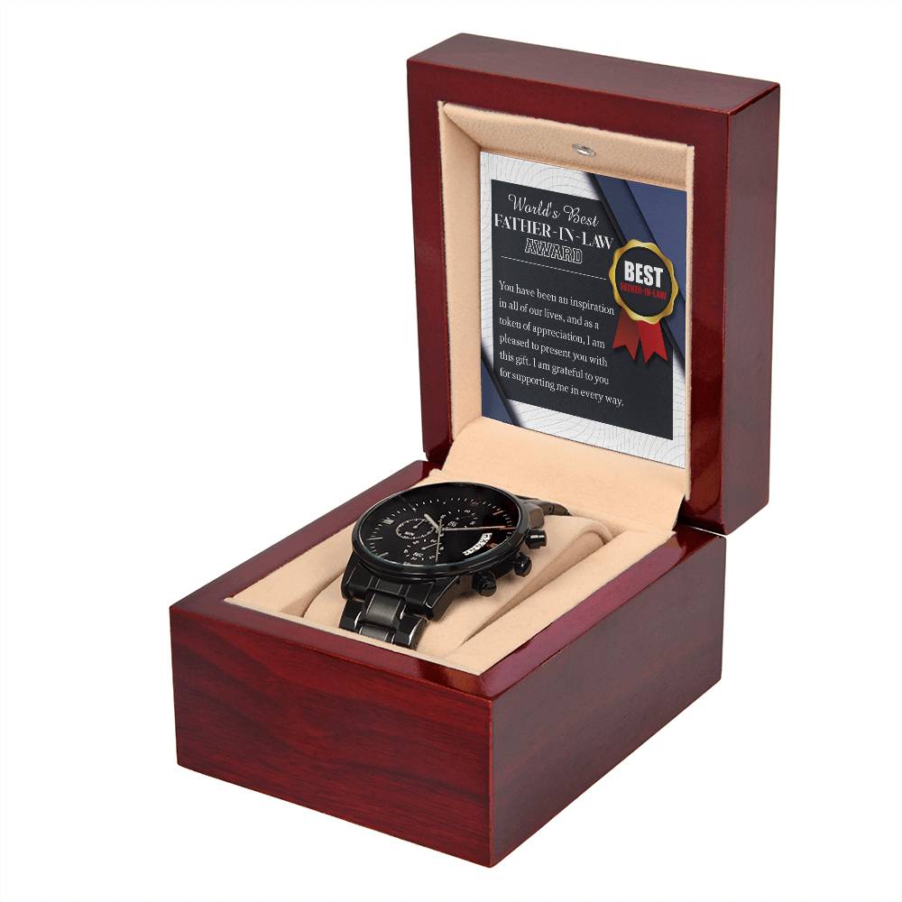 Father-in-Law-The World Award-Metal Chronograph Watch | Perfect Father's Day Gift