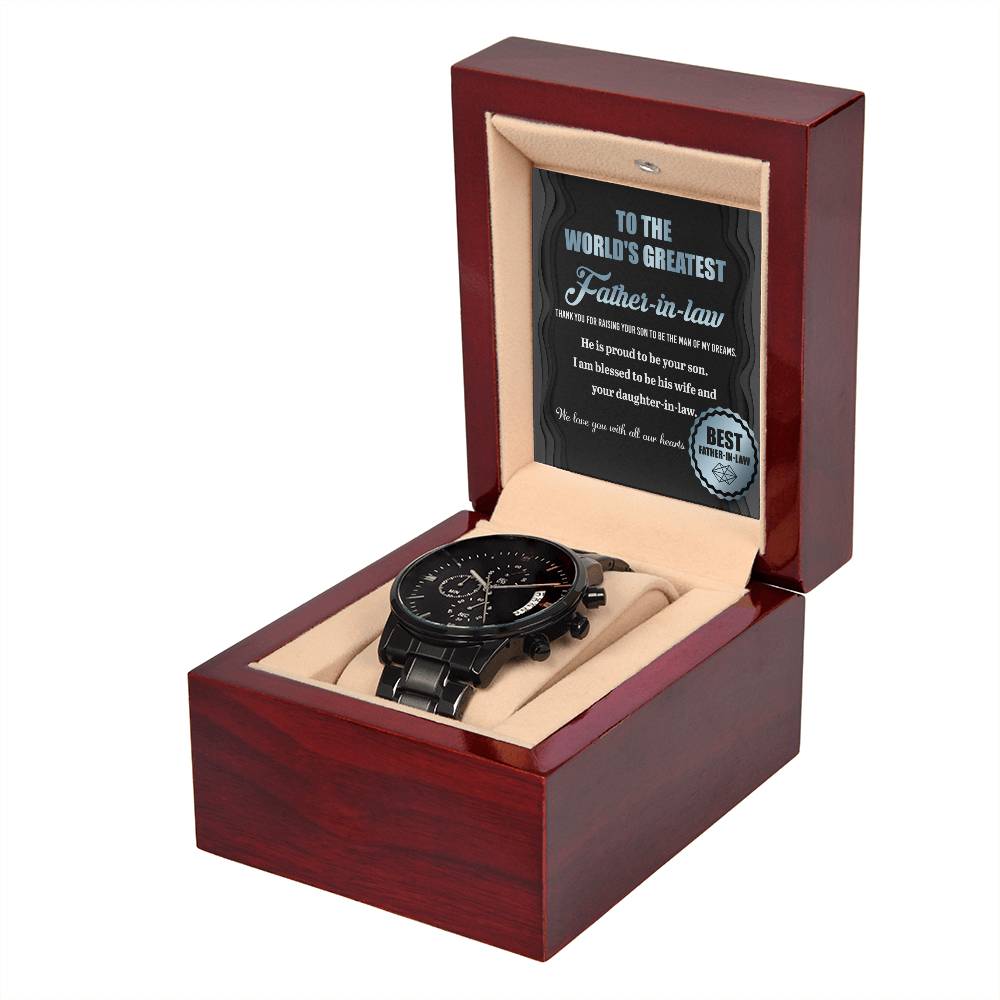 Father-in-Law-Proud To Be-Metal Chronograph Watch | Perfect Father's Day Gift