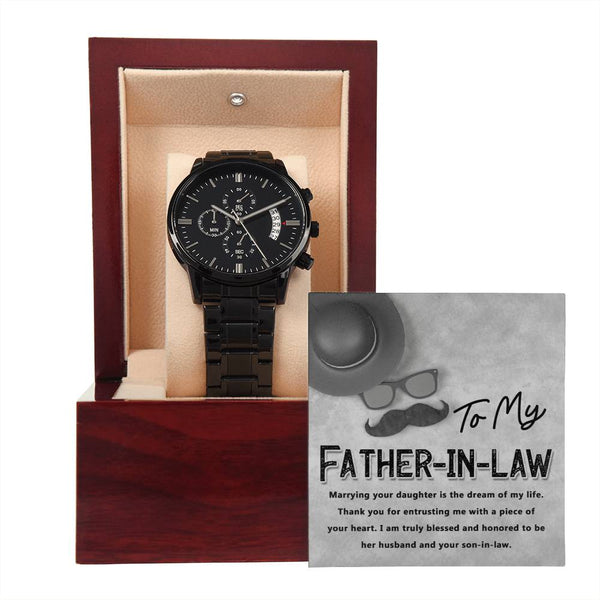Father-in-Law-Honored To Be-Metal Chronograph Watch | Perfect Father's Day Gift