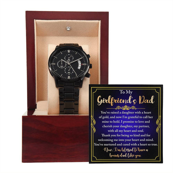 Girlfriend's Dad-Heart Of Gold-Metal Chronograph Watch | Perfect Father's Day Gift
