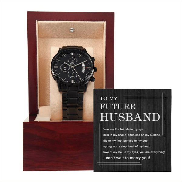 Enchanting Timeless Love | Future Husband Black Chronograph Watch