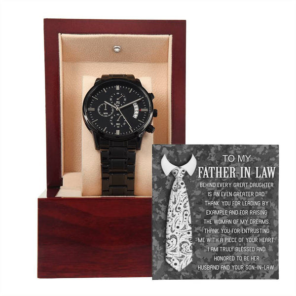 Father-In-Law-Truly Blessed-Metal Chronograph Watch | Perfect Father's Day Gift