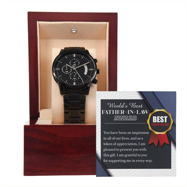 Father-in-Law-The World Award-Metal Chronograph Watch | Perfect Father's Day Gift