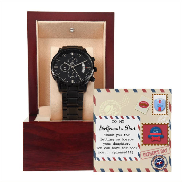 Girlfriend's Dad-Have Her Back-Metal Chronograph Watch | Perfect Father's Day Gift
