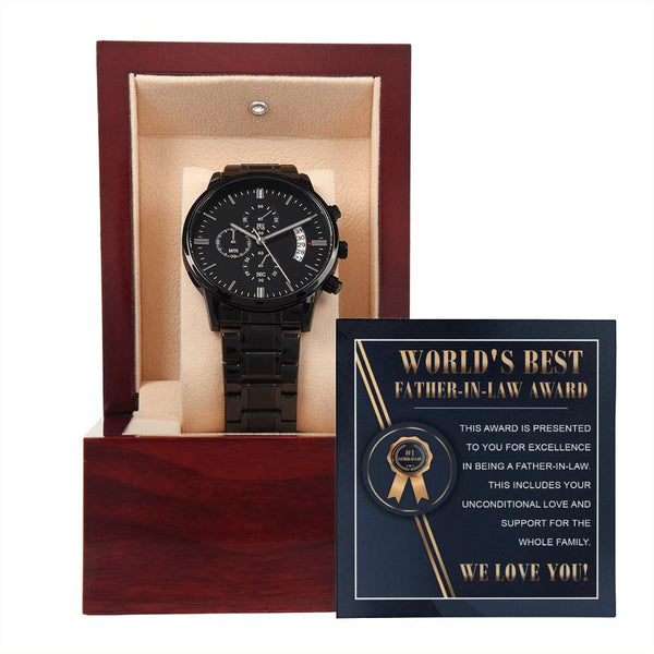 Father-in-Law-Unconditional Love-Metal Chronograph Watch | Perfect Father's Day Gift